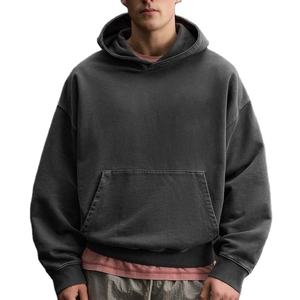 Sweat-shirt surdimensionné à épaules tombantes en coton 100% pour homme, double couche, tissage inversé, sweat-shirt à capuche pour l'automne et l'hiver, sport - Product Image 1