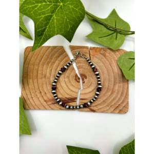 Navajo Made Purple Spiny Oyster & Sterling Silver Link <b>Bracelet</b> Strung for Gift - Product Image 1