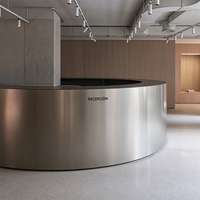 Comptoir de réception moderne pour hôtel, en métal, acier inoxydable, argenté, table de réception de bureau