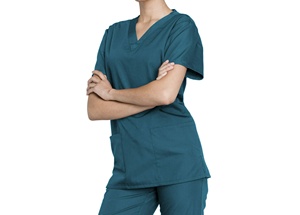 ชุดยูนิฟอร์มพยาบาลหญิงคุณภาพพรีเมียม ดีไซน์ทันสมัย ผลิตจากผ้าทอ 72% โพลีเอสเตอร์ 21% เรยอน 7% สแปนเด็กซ์ - Product Image 2