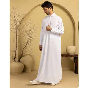 Último modelo de hombre Casual musulmán Jubba Thobes Color sólido hecho a medida Oriente Medio hombres Jubba de talla grande tarifa al por mayor - Product Image 2