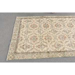 Alfombra turca de lana clásica Beige de 5,2x8,7 pies, diseño de retazos para entrada, sala de estar, dormitorio, alfombra lateral Rectangular de látex - Product Image 2