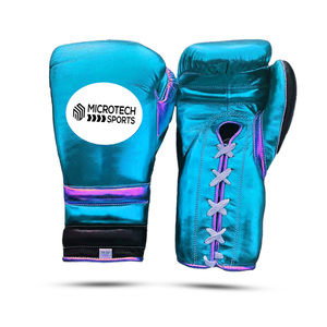 Guantes de boxeo profesionales de cuero genuino con logotipo personalizado para deportes al aire libre - Product Image 4