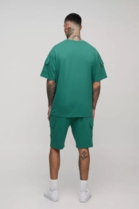 Chándales cortos de gran tamaño con bolsillos utilitarios altos personalizados para hombres, ropa informal transpirable de calidad superior, chándales para hombres - Product Image 2