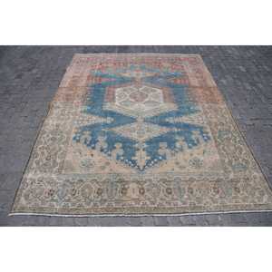 Alfombra Turca Vintage de 7.8x9.6 pies, Alfombra Extra Grande, Alfombra Azul Sólida - Product Image 1