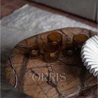 ORRIS LIVING Table basse moderne au design unique, couleur personnalisée, plateau en marbre 100% naturel, taille personnalisée, salon, luxe