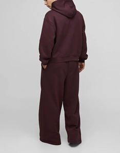 Vente en gros de haute qualité hiver hommes 100% coton solide 2 pièces Baggy sweat à capuche ensemble personnalisé imprimé Logo Streetwear - Product Image 5