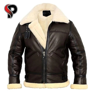 Nouveaux blousons aviateur en cuir pour hommes vestes en cuir saison doublure en fourrure pour les vestes en cuir par temps froid - Product Image 1