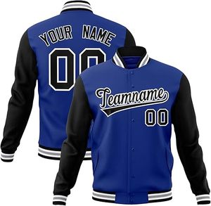 Veste d'université personnalisée OEM veste universitaire en laine de duvet avec logo brodé conception libre veste Letterman en cuir à manches pour hommes - Product Image 1