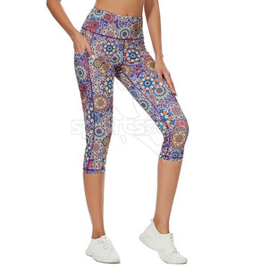 Leggings Cortos de Punto Casuales Premium, Transpirables, Ecológicos, de Spandex/Poliéster, Cintura Alta, para Gimnasio, Entrenamiento, Fitness y Ropa Deportiva - Product Image 3