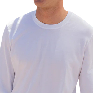 T-shirt à manches longues pour homme, blanc, poids lourd, col rond, 100% coton biologique de luxe, pré-rétréci, certifié, coupe classique premium - Product Image 4