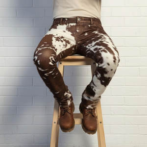 กางเกงหนังวัวแฟชั่นสตรีทแวร์ขายดีสำหรับผู้ชาย สวมใส่สบาย น้ำหนักเบา ดีไซน์ปรับแต่งได้ กางเกงหนังวัวสำหรับผู้ชาย - Product Image 5