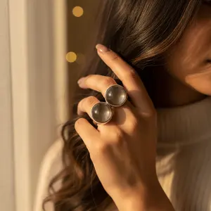 925 Silver Smoky Quartz <b>Statement</b> <b>Ring</b> for Women Handmade Boho Fine Jewelry with Rhodium Plating Topaz Gemstone <b>Ring</b> - Product Image 3