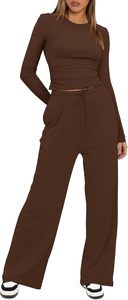 Ensemble d'automne pour femmes-Survêtements à manches longues et jambes larges-Ensemble de salon décontracté-Ensemble assorti-2 pièces-Pantalon de jogging-Sweatshirt - Product Image 6
