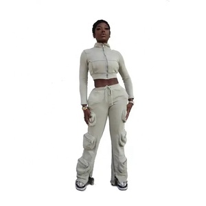 Conjunto Deportivo Unisex 2025 para Mujer, Sudadera Corta con Cremallera, Conjunto de Dos Piezas, Trajes Deportivos Personalizados de Invierno, Conjuntos Deportivos para Mujer, Ropa Lisa - Product Image 1