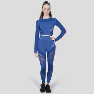 Top Deportivo Corto para Yoga, Color Azul, Súper Sin Costuras - Product Image 5