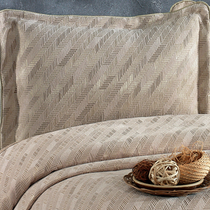 Guzide Julia Cappuccino 4-Piece Striped 100% Chenille Woven Anti-Dust Mite Anti Pull Washable King Size <b>Bedspread</b> <b>Set</b> - Product Image 2