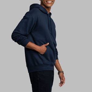 Sudadera con Capucha Casual para Hombre, Otoño/Invierno, 100% Algodón, Forro Polar, Resistente al Viento y Transpirable, Azul Marino, con Cordón Ajustable, Corte Regular - Product Image 3