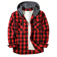 Manteau à carreaux matelassé boutonné vestes d'hiver à manches longues Sherpa polaire doublé à capuche flanelle chemise veste hommes