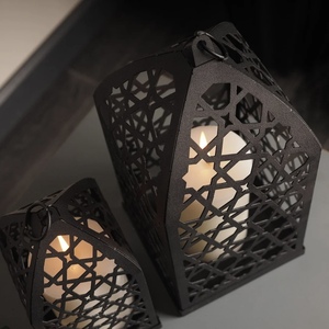 Hot Selling Ramadan Tabletop Home <b>Decorations</b> Metal Moroccan Large Candle Pillar Holder Lanterns - Product Image 3