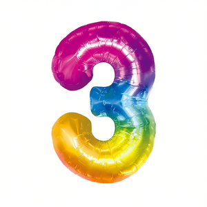 ลูกโป่งเมทัลลิกปาร์ตี้เลิฟ หมายเลข 3 หลากสี ขนาด 100 ซม. ฟอยล์บรรจุฮีเลียมสำหรับตกแต่ง - Product Image 2