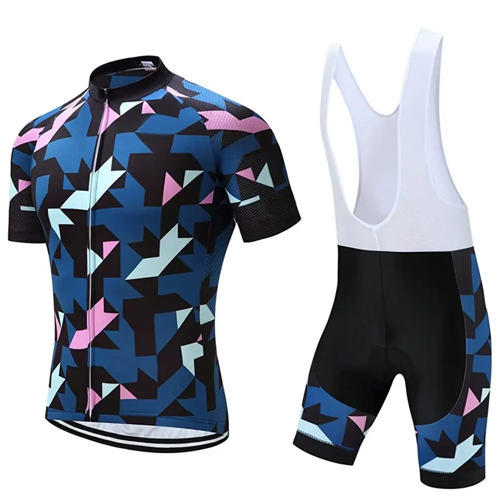 Men's Cycling Jersey Set Biking Road Bike Jersey Bib Shorts with 4D Padded Cycling Clothing Set for Men