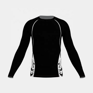 Custom Pattern Logo Wholesale Made Spandex Mens Rush Guard Jiu Jitsu MMA BJJ Custom Compression Shirt Long Sleeves Rash Guard - Product Image 1