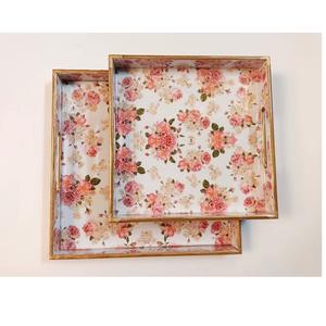 Plateau de service en bois émaillé fait à la main, plateau alimentaire artisanal pour table à manger - Product Image 6