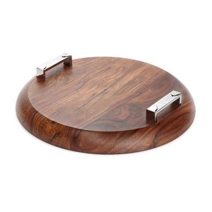 Bandeja de café con mango de Metal y madera oscura de Navidad nórdica, vajilla redonda para el hogar, decoración navideña, bandeja para servir, precio al por mayor - Product Image 5