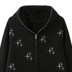 เสื้อฮู้ดดี้ประดับเพชรแบบซิป รุ่นปี 2026 ดีไซน์ทันสมัยสำหรับทุกเพศ สไตล์ฮิปฮอป แนวสตรีทแวร์ ผ้าฝ้าย 100% สำหรับฤดูหนาว ราคาประหยัด - Product Image 2