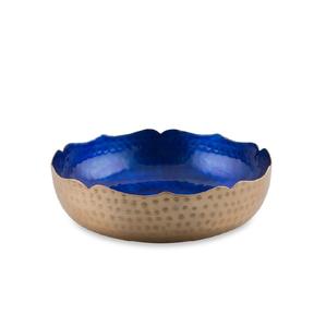 Bol de service en métal de forme irrégulière en feuille d'aluminium pour servir le bol de fruits enduit d'émail de couleur bleue - Product Image 4