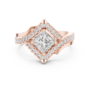 Anillo de Oro de 18K con Patrón Grabado Elegante Anillo de Diamantes para Mujer - Product Image 2