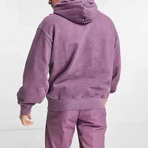 Street Manufacturer Custom Logo Oversize Hoodie Jogger Acid Washed Sweat Suit Zip up Unisex Sweatsuits Plus Size Sweatsuit Men - Product Image 2