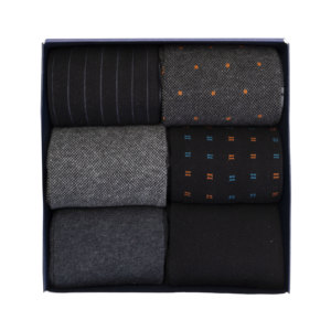 Calzini Classici da Uomo in Cotone Caldo con Motivo Grigio, 6 Paia in Confezione Regalo, Fondo Bianco in Spandex e Poliestere per Uso Quotidiano Invernale - Product Image 2