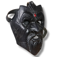 Masque Cosplay en métal inspiré de God of War imprimé UV et nickelé noir pour jeux vidéo ou personnages de films