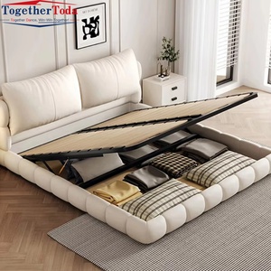 เตียงนอนแบบญี่ปุ่น ดีไซน์ลอยตัว รุ่นโมเดิร์นเรียบง่าย สีครีม ผ้าคลุมแบบทาทามิ ฟังก์ชั่นหลากหลาย ขนาดคิงไซส์ สำหรับห้องนอนใหญ่ - Product Image 2