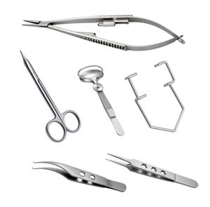 Ensemble d'instruments chirurgicaux ophtalmiques en acier inoxydable, manuel, certifié CE Classe I, pour utilisation en salle d'opération - Product Image 1