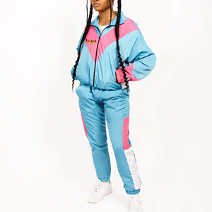 Top Trending Custom Made Wholesome Loose Fit Women's Jogging Set Article 2pcs Colour Block Tracksuit Embroidered Solid Pattern - Product Image 1