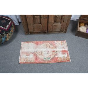 1.4x2.8 ft Rug, Turkish Rug, Vintage <b>Red</b> <b>Wool</b> Patchwork Rug - Product Image 3