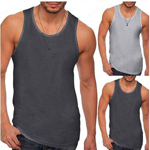 Débardeur en tricot à col rond uni élégant pour homme, doux, durable et respirant pour un usage décontracté, réductions en gros disponibles - Product Image 1