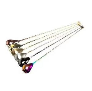 Palillos Mezcladores de Cócteles de Metal Dorado Premium, Utensilios de Bar, Cucharas Agitadoras para Bebidas y Fiestas - Product Image 1