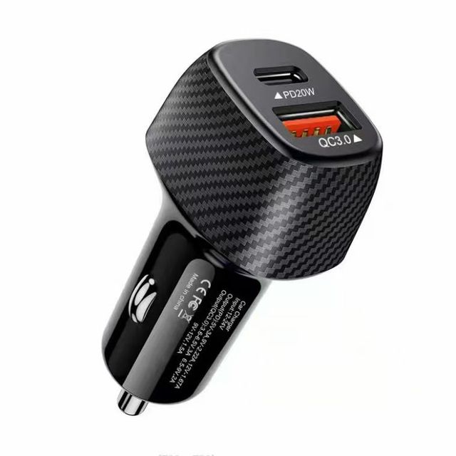 CE Certified 12-24V Car PD QC USB Type C and USB Fast CHARGING 38W DUAL Ports Car Charger
