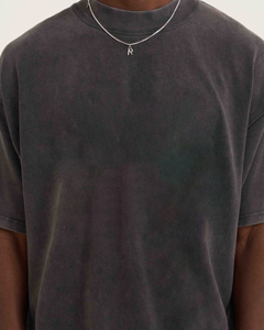 OEM Custom Boxy Fitting Men'S Tshirt Combed Cotton <b>Acid</b> Wash Rib Neck <b>Drop</b> Shoulder Oversized Streetwear T-Shirts - Product Image 3