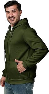 Sweats à capuche décontractés d'hiver pour hommes en polyester/coton polaire de couleur unie coupe régulière avec conception de poche écologique séchage rapide respirant - Product Image 5