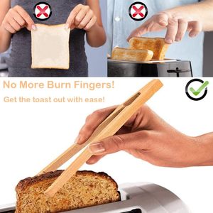 Bamboo <b>Toast</b> <b>Tongs</b> 7 Inches Mini Wood Cooking <b>Tong</b> with Anti-slip Design Great for Serving Food/Toaster/Bread & Pickles/Sugar - Product Image 5