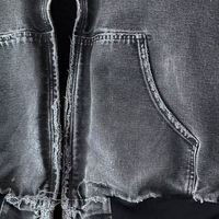 Mode Travail Denim Jean Veste Vierge Impression Acide Lavage Canard Toile Vintage Outwear Bomber Surdimensionné À Capuche Pour Hommes