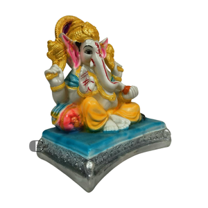 Estatua de Ganesh Ji de Poliresina, Modelo Hecho a Mano, Pintado a Mano, Decoración Religiosa Tradicional, Pooja, Boda, Hogar, Estilo Indio - Product Image 3