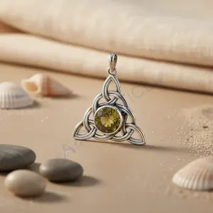 Collar de Plata 925 con Nudo Celta y Piedra Preciosa de Citrino, Collar de Cristal para Mujer, Regalo - Product Image 2