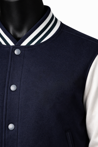 Nouvelle mode, vente en gros, veste varsity pour hommes, sur mesure, bicolore, mélange de laine, veste de baseball avec boutons pression sur le devant - Product Image 4