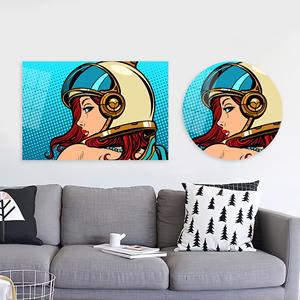 Impresión en Lienzo de Mujer Astronauta Estilo Pop Art: Decoración Moderna para Pared, ARTE EN VIDRIO TEMPLADO - Product Image 1
